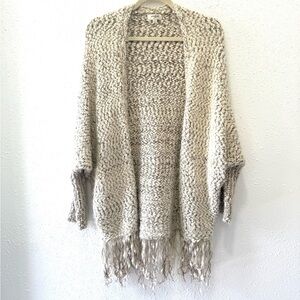 Umgee dolman sleeve Textured Fringe Cardigan - Cream S/M